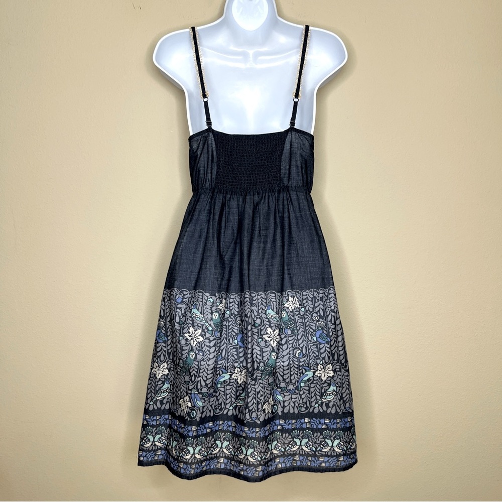 ANTHROPOLOGIE / ELOISE Blue Bird Print Cover-Up Dress w Crochet Details - Sz S - Picture 6 of 11